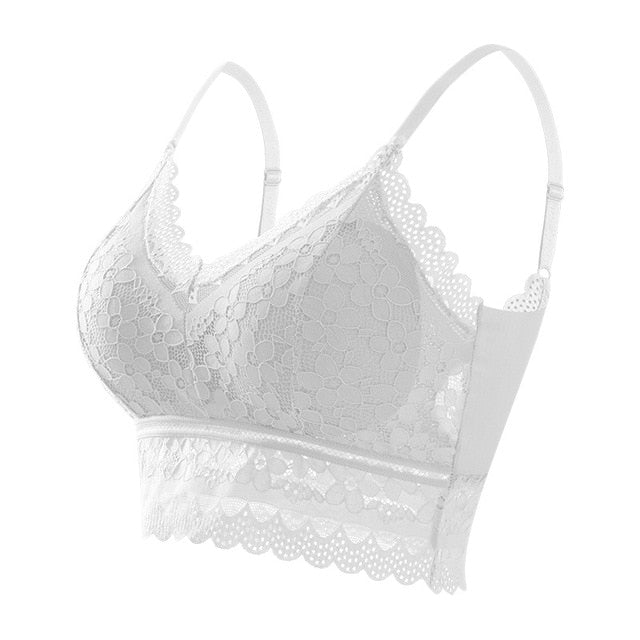 New Women Lace Bras Top Comfortable Bralette Solid Color Beauty Back Underwear Sexy Vest Female Add pad Wireless Bra Lingerie