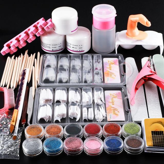 COSCELIA US Warehouse Acrylic Powder Set Nail Tips All For Manicure Tools Brush Nail Kit Professional Set For Nails
