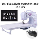 Inne Portable Sewing Machine Mini Electric Household Crafting Mending Overlock 12 Stitches with Presser Foot Pedal Beginners