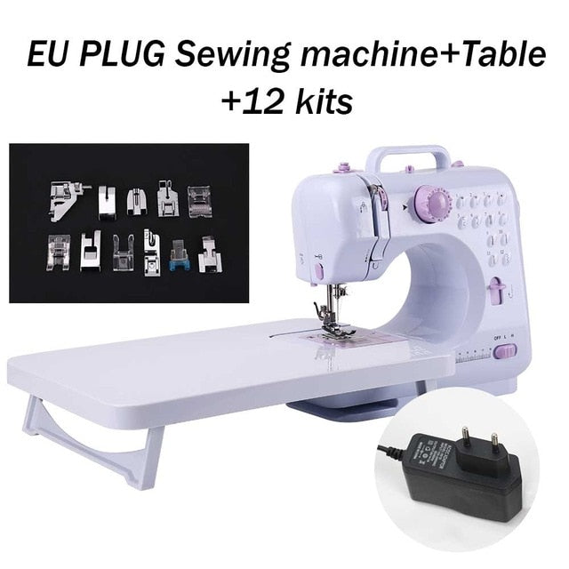 Inne Portable Sewing Machine Mini Electric Household Crafting Mending Overlock 12 Stitches with Presser Foot Pedal Beginners
