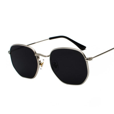 2021 Square Sunglases Men Hexagon Sun glasses Mannen Women Metal Frame Fishing Glasses Gold gray Eyewear lentes de sol hombre