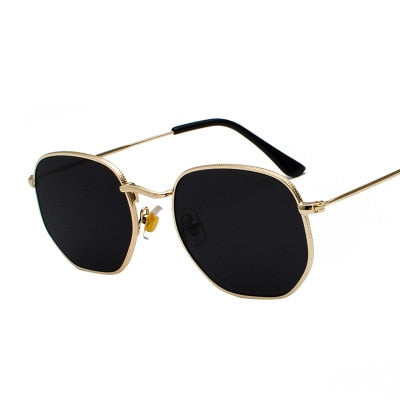 2021 Square Sunglases Men Hexagon Sun glasses Mannen Women Metal Frame Fishing Glasses Gold gray Eyewear lentes de sol hombre