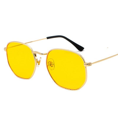 2021 Square Sunglases Men Hexagon Sun glasses Mannen Women Metal Frame Fishing Glasses Gold gray Eyewear lentes de sol hombre