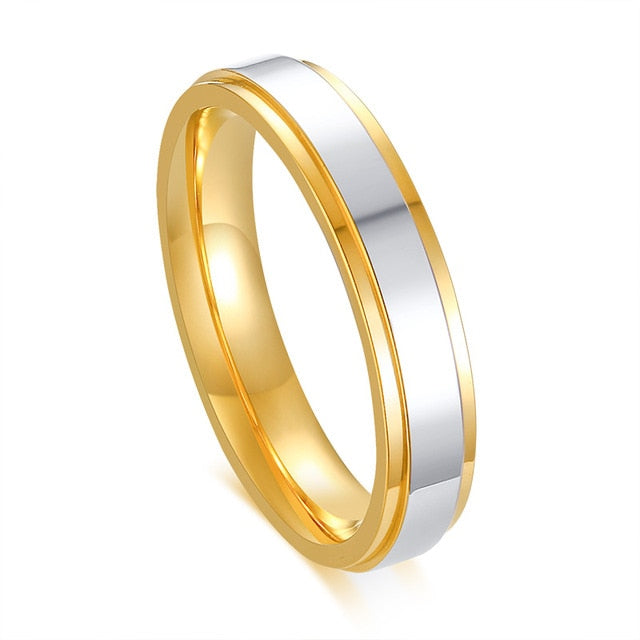 New Fashion Simple Design 316 Titanium Steel Mens Rings Lover Couple Rings Alliance Gold Wedding Band Rings Set for Women Men