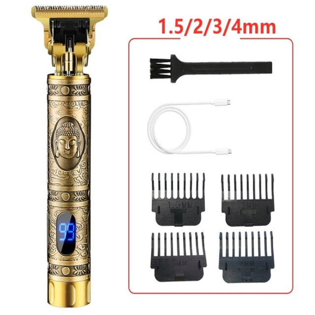 USB Rechargeable Hair Trimmer Electric Cordless Skeleton Hair Clipper Shaver Trimmer Men Barber Hair Cutting Machine 0mm Razor
