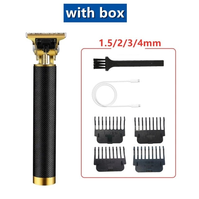USB Rechargeable Hair Trimmer Electric Cordless Skeleton Hair Clipper Shaver Trimmer Men Barber Hair Cutting Machine 0mm Razor
