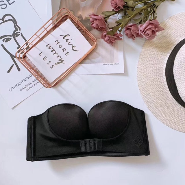 Women Sexy Push Up Strapless Bra Lingerie Backless Invisible Brassiere Seamless 1/2 Cup Bralette Underwear for Wedding Dress