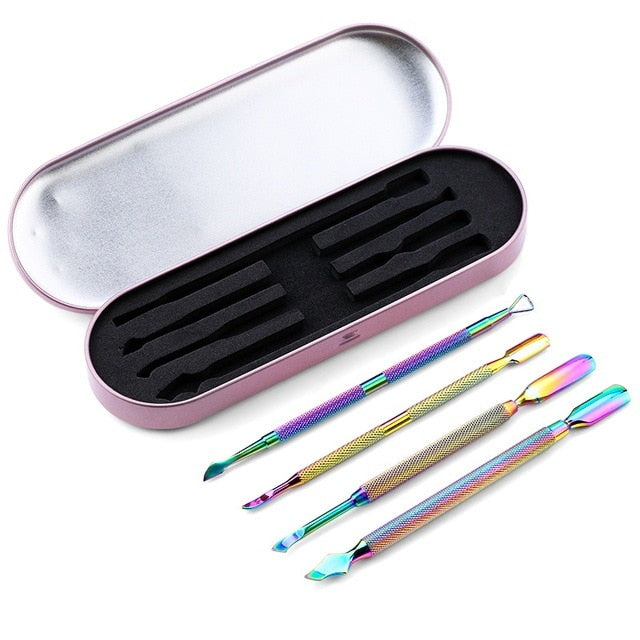 Nail Art Exfoliating Tools Set Nail File Cuticle Nipper Tool Spoon Pusher Remover Cutter Clipper Trimmer Scissors Manicure Tool