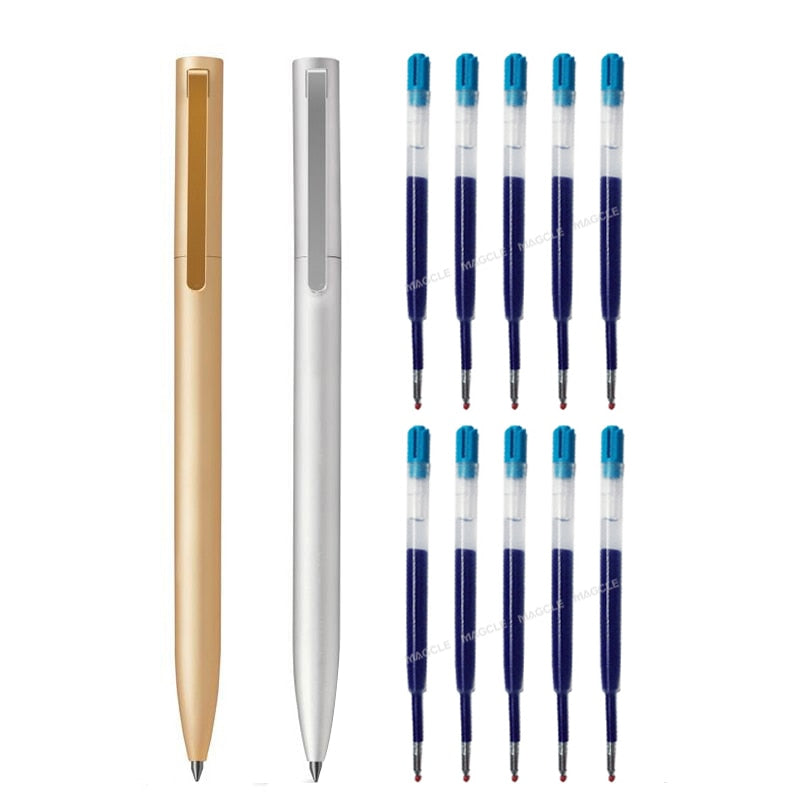 Metal Gel Pen with Refills for Xiaomi Metal Sign Pen Pens 0.5MM Black/Blue/Red Ink Smooth Rotating Low-key Elegant for Business