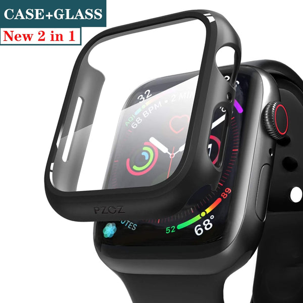 Glass+cover For Apple Watch case 44mm 40mm iWatch 42mm 38mm Screen Protector+bumper Accessories for applewatch series 5 4 3 SE 6