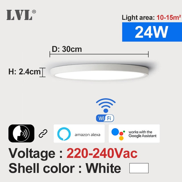 Modern LED Smart Ceiling Light Dimmable Home Lighing WiFi Tuya App AI Voice Control Ultrathin Surface Mounting Ceiling Lamp