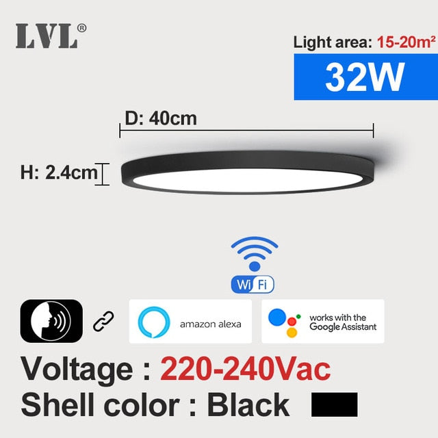 Modern LED Smart Ceiling Light Dimmable Home Lighing WiFi Tuya App AI Voice Control Ultrathin Surface Mounting Ceiling Lamp