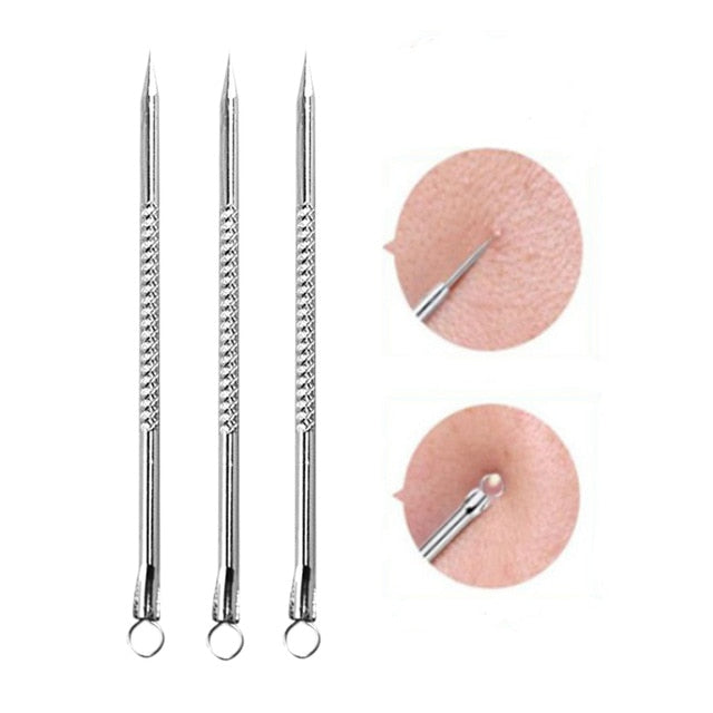 4PCS  Acne Blemish Remover Blackhead Extractor Black Dots Cleaner Needles Set Black Spots Pore Cleanser Tool   Rose Gold Sliver