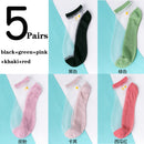 5Pairs/Lot Women Socks for summer Ultra-thin Transparent Cass Glass fiber Silk Socks Fashion daisy Flower Japan Ankle Socks