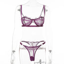 Yimunancy 2-Piece Lace Bra Set 14 Colors Women Floral Transparent Bra Underwire + Panty Lingerie Set Fashion Sexy Underwear