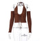2020 Backless Halter Ribbed Tie Front Top Women Long Sleeve Hollow Out Lace Up T Shirts Patchwork Sexy Bodycon Y2K Crop Top