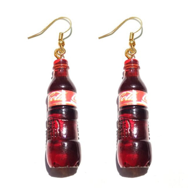 30 Style Cute Bottle Earrings Girls Women Dangle Jewelry Gift Lovely Cola Vodka Whisky Beer Red Wine New Interesting Fashion