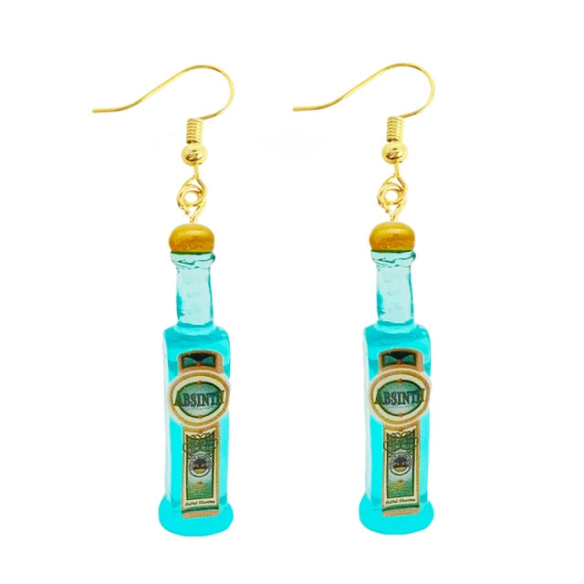 30 Style Cute Bottle Earrings Girls Women Dangle Jewelry Gift Lovely Cola Vodka Whisky Beer Red Wine New Interesting Fashion