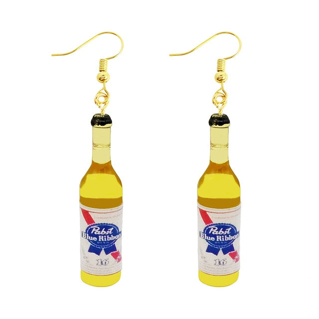 30 Style Cute Bottle Earrings Girls Women Dangle Jewelry Gift Lovely Cola Vodka Whisky Beer Red Wine New Interesting Fashion