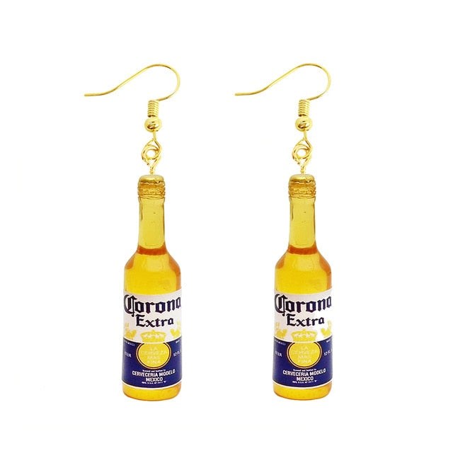 30 Style Cute Bottle Earrings Girls Women Dangle Jewelry Gift Lovely Cola Vodka Whisky Beer Red Wine New Interesting Fashion