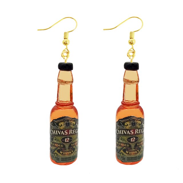 30 Style Cute Bottle Earrings Girls Women Dangle Jewelry Gift Lovely Cola Vodka Whisky Beer Red Wine New Interesting Fashion