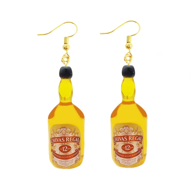 30 Style Cute Bottle Earrings Girls Women Dangle Jewelry Gift Lovely Cola Vodka Whisky Beer Red Wine New Interesting Fashion