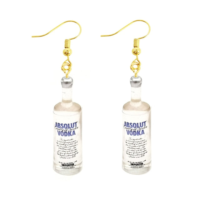 30 Style Cute Bottle Earrings Girls Women Dangle Jewelry Gift Lovely Cola Vodka Whisky Beer Red Wine New Interesting Fashion