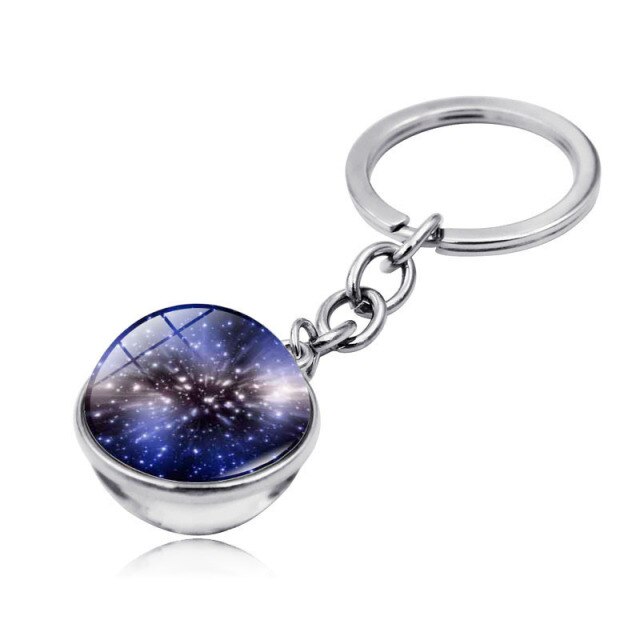 Univers Planet Keychain Galaxy Nebula Space Glass Cabochon Key Chain Glass Ball Keyring Solar System Jewelry For Men For Women