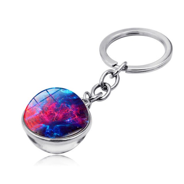 Univers Planet Keychain Galaxy Nebula Space Glass Cabochon Key Chain Glass Ball Keyring Solar System Jewelry For Men For Women