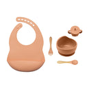 5 Pcs set Silicone Bowl Bibs cup Sets Baby BPA Free Waterproof Spoon NonSlip Feedings Silicone Bowl Tableware Baby Products