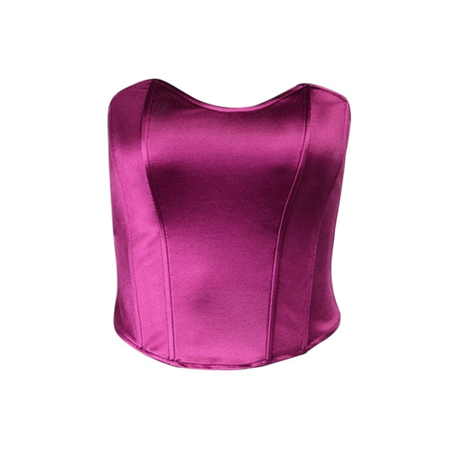 Beyouare Sexy Women Tube Tops Solid Sleeveless Slim Skinny Corset Cropped Top 2021 Summer Casual Elegant Female Strapless Vest