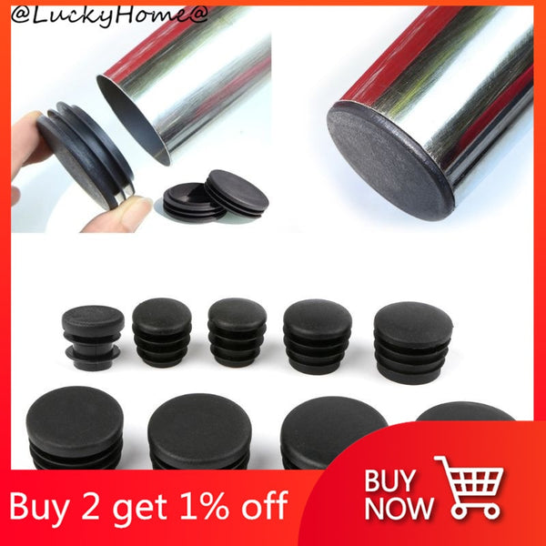 10Pcs Black Plastic Furniture Leg Plug Blanking End Cap Bung For Round Pipe Tube Hot-selling