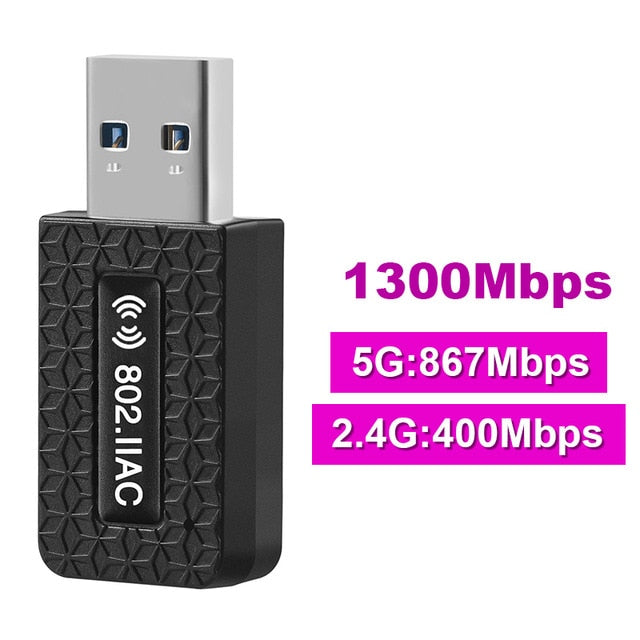 5Ghz Wifi USB Wifi Adapter AC 1300Mbps Wi-fi Adapter USB 3.0 Ethernet Wi Fi Antenna Dual Band 2.4G&5G Wifi Module For PC Laptop