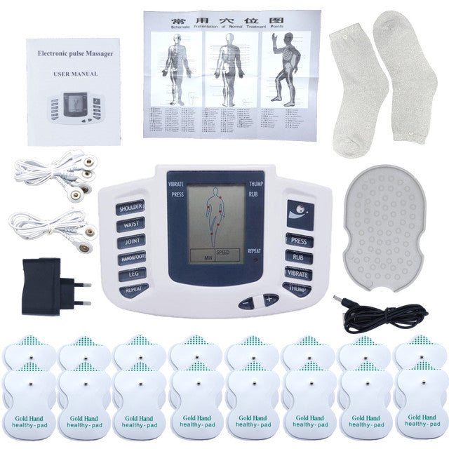 Electric Tens Muscle Stimulator Digital Muscle Therapy Full Body Massage Relax 16pads Pulse Ems Acupuncture Health Care Machine