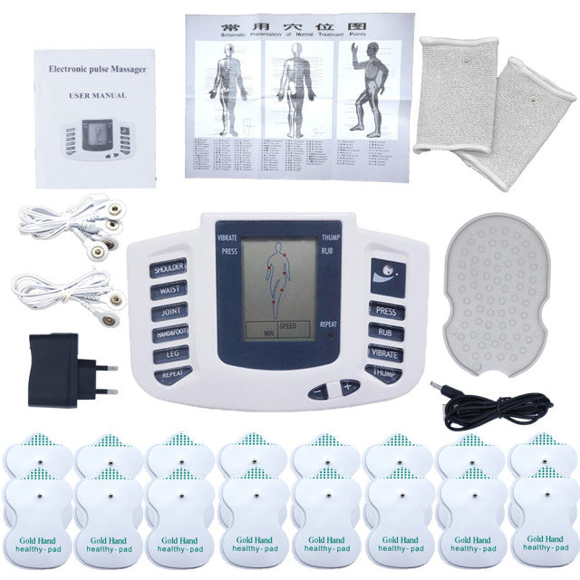 Electric Tens Muscle Stimulator Digital Muscle Therapy Full Body Massage Relax 16pads Pulse Ems Acupuncture Health Care Machine