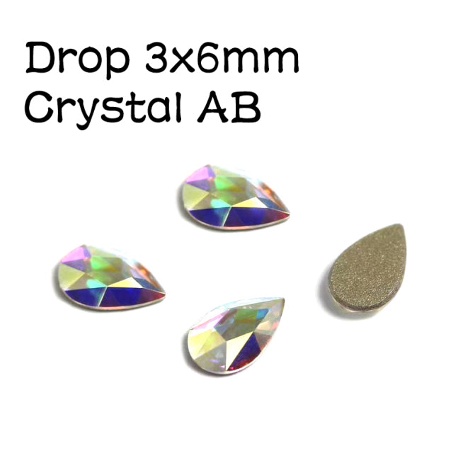 20 pcs Crystal AB Teardrop Nail Crystals Stones Drop Shape Flat Back Rhinestones For Glass 3D Nails Design Art Decorations