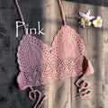 2021 New Triangle Bikini Top Woman Hollow Out Swimsuit Crochet Black Bikini Top Sexy Swimming Bra Large Female Swimwear S M L XL