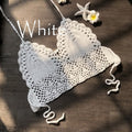 2021 New Triangle Bikini Top Woman Hollow Out Swimsuit Crochet Black Bikini Top Sexy Swimming Bra Large Female Swimwear S M L XL