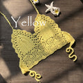 2021 New Triangle Bikini Top Woman Hollow Out Swimsuit Crochet Black Bikini Top Sexy Swimming Bra Large Female Swimwear S M L XL