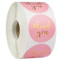 50pcs Round Pink Business Label Stickers Paper Cute Thank You Stickers for Baking Packaging Seal Labels Stationery Stickers
