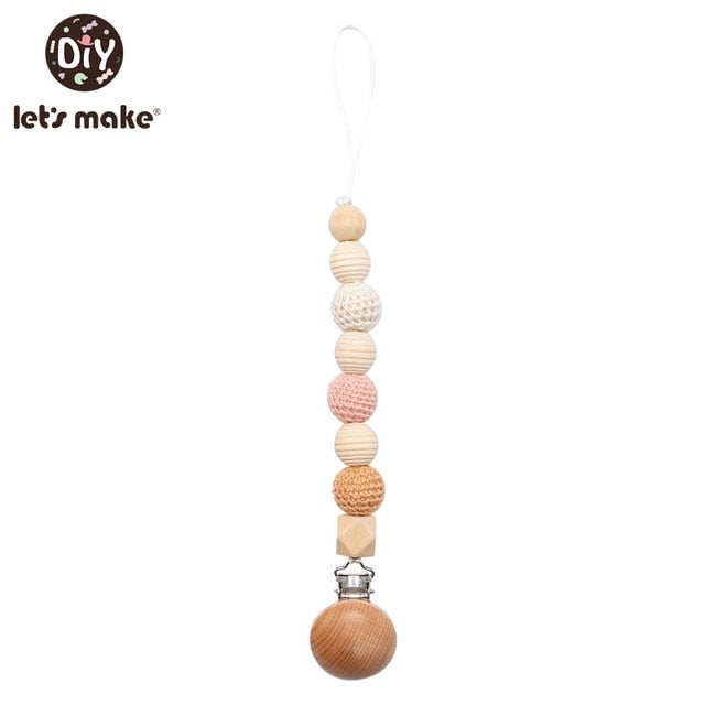 Let's Make 1pc Baby Pacifier Dummy Luxury Nipple Chain Soother Feeder Pacifier Silicone Crochet Beads Panda Rabbit Food Grade