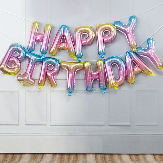 Happy Birthday Balloons Party Supplies Decoration Letter Helium Foil Balloons Globos Balony Banner Baby Shower Latex Balloons