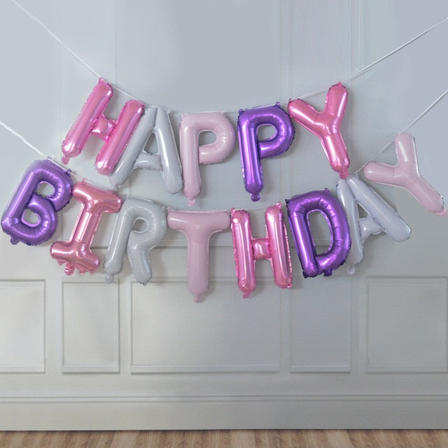 Happy Birthday Balloons Party Supplies Decoration Letter Helium Foil Balloons Globos Balony Banner Baby Shower Latex Balloons