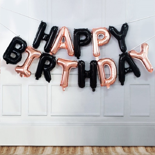 Happy Birthday Balloons Party Supplies Decoration Letter Helium Foil Balloons Globos Balony Banner Baby Shower Latex Balloons