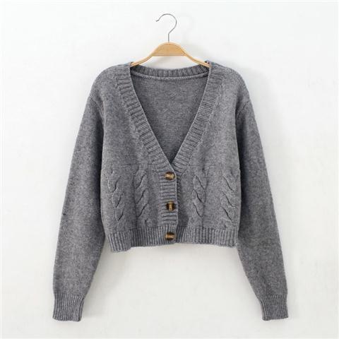 Autumn Winter Short High Waist Solid Color Sweater Women Single-breasted Knit Cardigan Small Sweter Women Jacket New Top Femme