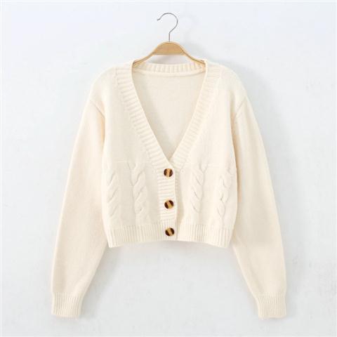 Autumn Winter Short High Waist Solid Color Sweater Women Single-breasted Knit Cardigan Small Sweter Women Jacket New Top Femme