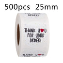 500Pcs/Roll  Thank You Stickers Handmade Sticker Circle Stationery thank you for your order Gift Seal Labels thank you sticker