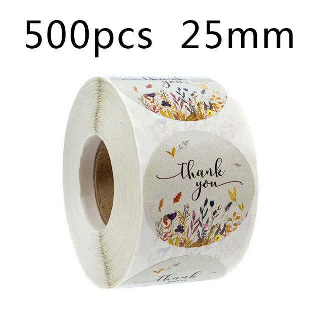 500Pcs/Roll  Thank You Stickers Handmade Sticker Circle Stationery thank you for your order Gift Seal Labels thank you sticker