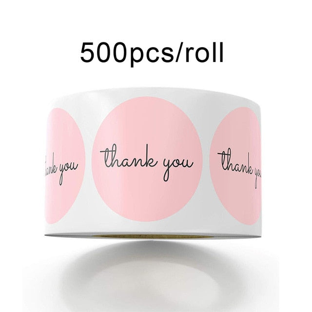 500Pcs/Roll  Thank You Stickers Handmade Sticker Circle Stationery thank you for your order Gift Seal Labels thank you sticker