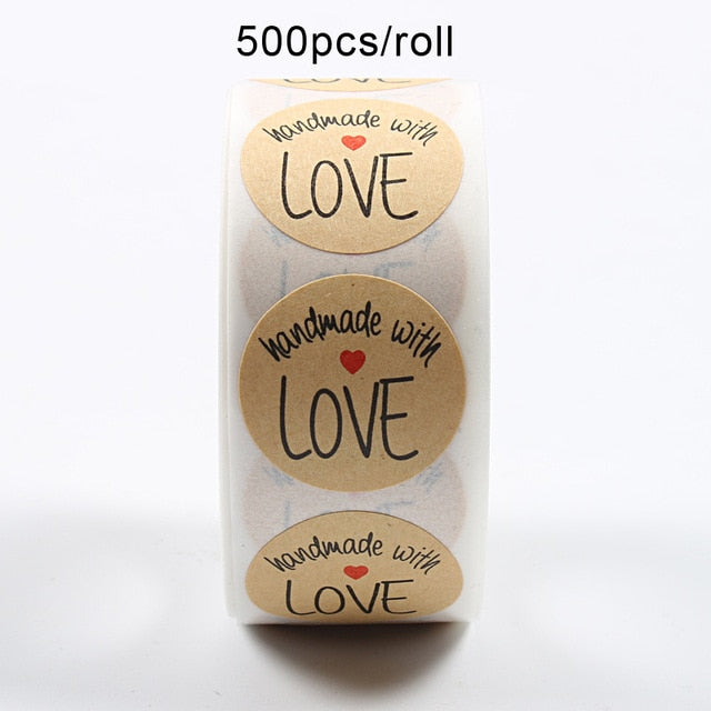 500Pcs/Roll  Thank You Stickers Handmade Sticker Circle Stationery thank you for your order Gift Seal Labels thank you sticker